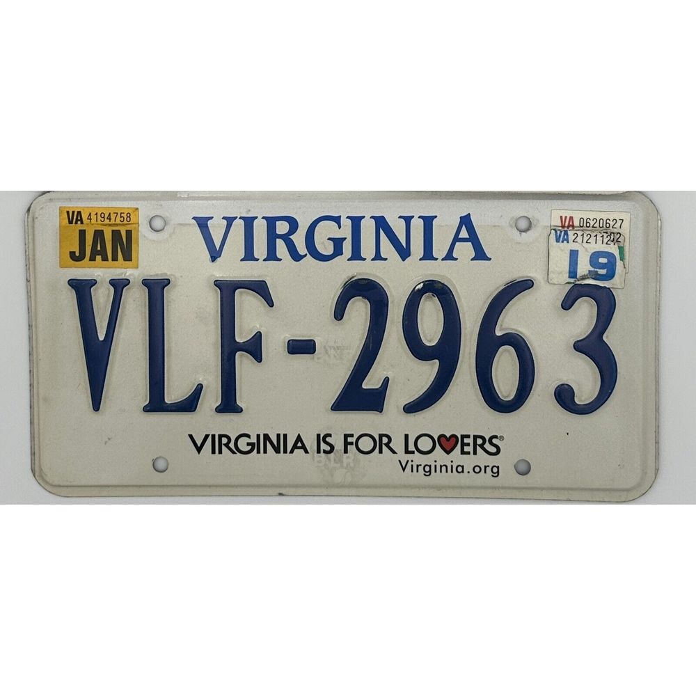 Virginia License Plate VFL 2963 Basic‎ Plain Style 2019 Expired